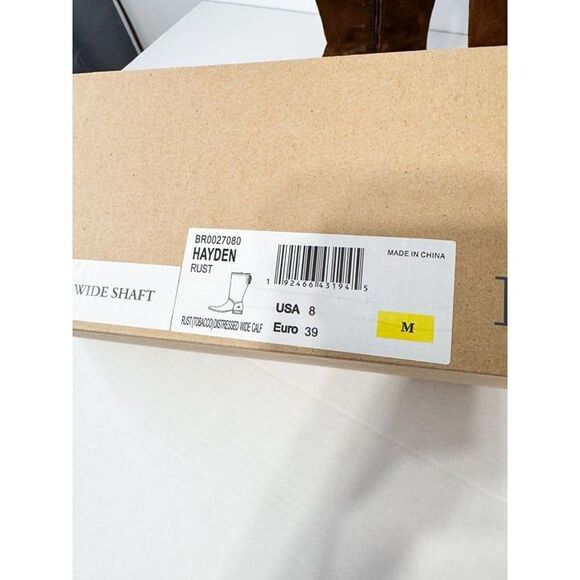 Born Hayden NWB Sz 8W Extended Calf Rust Tobacco Distressed Leather Knee High Bo - Picture 11 of 13